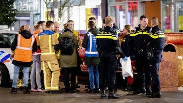 Police arrive at the Grote Marktstraat, one of the main shopping streets in the centre of the Dutch city of The Hague, after several people were wounded in a stabbing incident on November 29, 2019. (AFP)