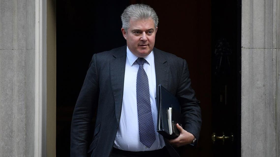 Britain's Minister of State for Security Brandon Lewis leaves from 10 Downing Street in central London on October 22, 2019. (AFP)
