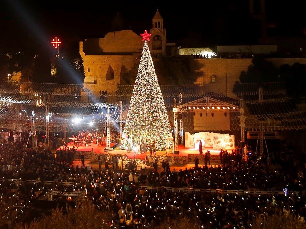 Hundreds Gather For Christmas Tree Lighting Ceremony In Bethlehem | Al Arabiya English