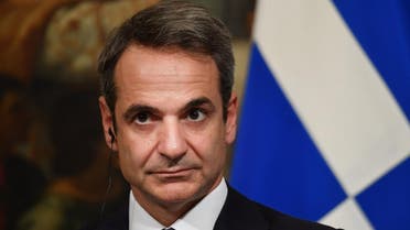 Greek Prime Minister Kyriakos Mitsotakis looks on during a joint press conference with his Italian counterpart following their meeting at Palazzo Chigi on November 26, 2019 in Rome.  (AFP)