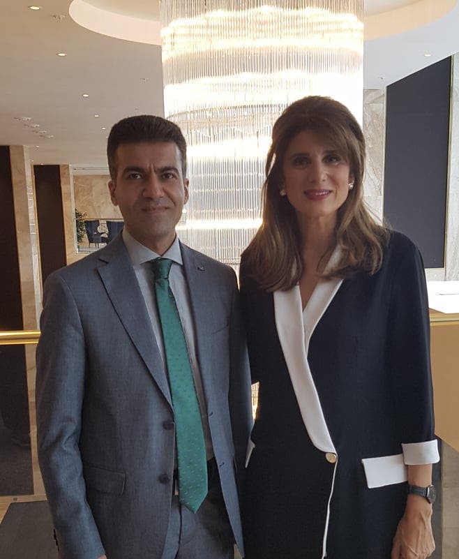 الأميرة دينا مع الزميل باسل الحاج جاسم