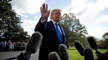 President Donald Trump waves off a question from a reporter on the South Lawn of the White House in Washington, Friday, Nov. 8, 2019, (AP)