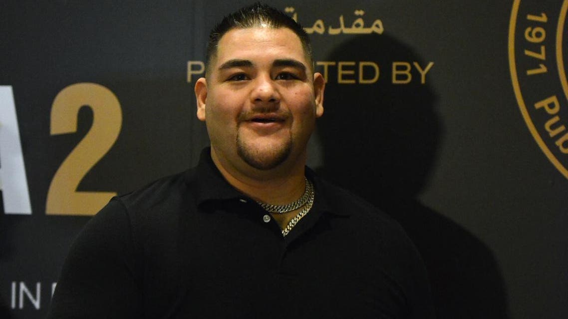 Mexican-American heavyweight boxing champion Andy Ruiz Jr in the Saudi capital Riyadh on December 2, 2019, ahead of the upcoming “Clash on the Dunes” on December 7m against Anthony Joshua. (AFP)