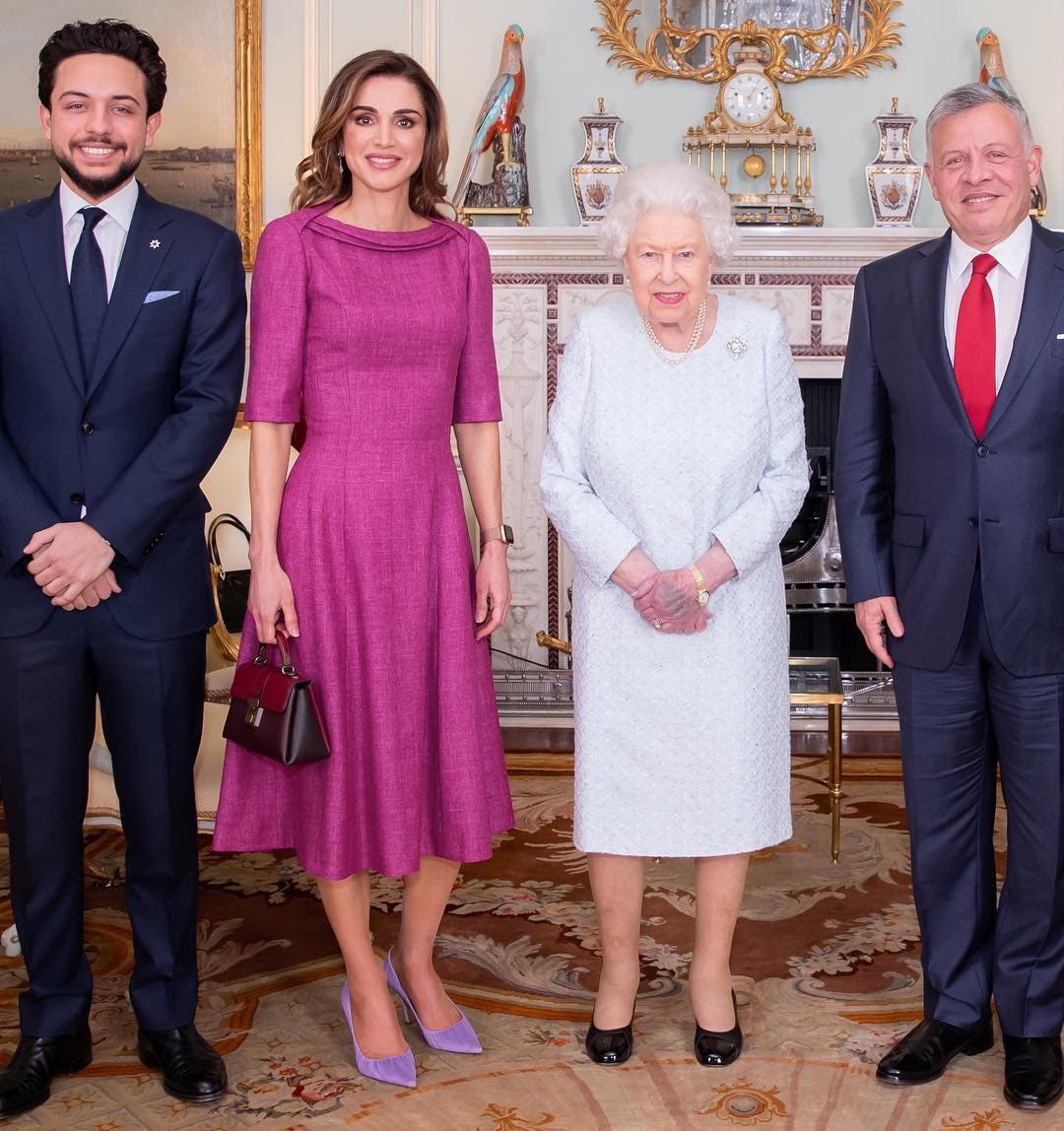 الملك عبدالله، الملكة إليزابيث، الملكة رانيا، وولي العهد الأمير حسين