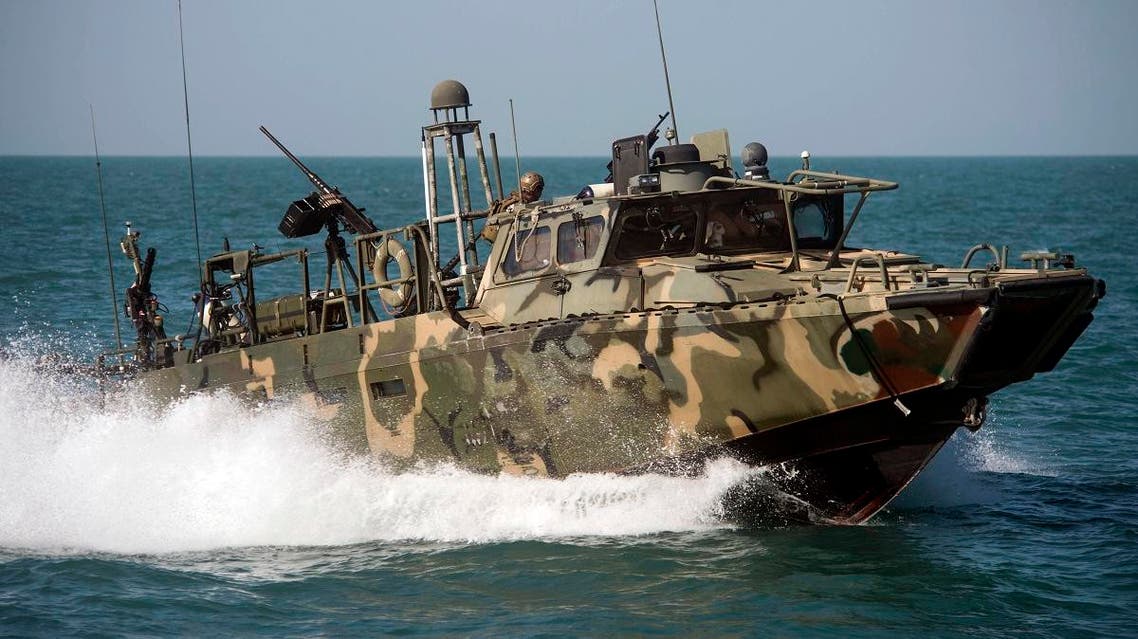 In this Oct. 26 2015, photo provided by the U.S. Navy, Riverine Command Boat (RCB) 802, assigned to Combined Task Group (CTG) 56.7, conducts patrol operations in the Arabian Gulf. (AP)