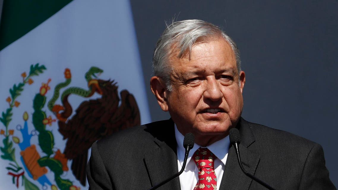 Mexico's President Andres Manuel Lopez Obrador speaks during rally to commemorate his one year anniversary in office, at the capital's main plaza, the Zocalo, in Mexico City, Sunday, December 1, 2019. (AP)