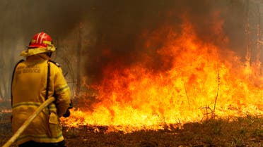 Firefighters work to contain a bushfire along Old Bar road in Old Bar, Saturday, Nov. 9, 2019. (AP)