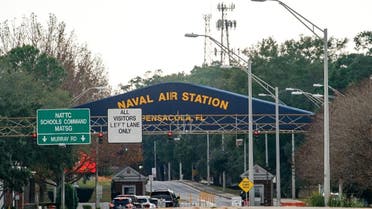 A general view of the atmosphere at the Pensacola Naval Air Station main gate following a shooting on December 6, 2019 in Pensacola, Florida.