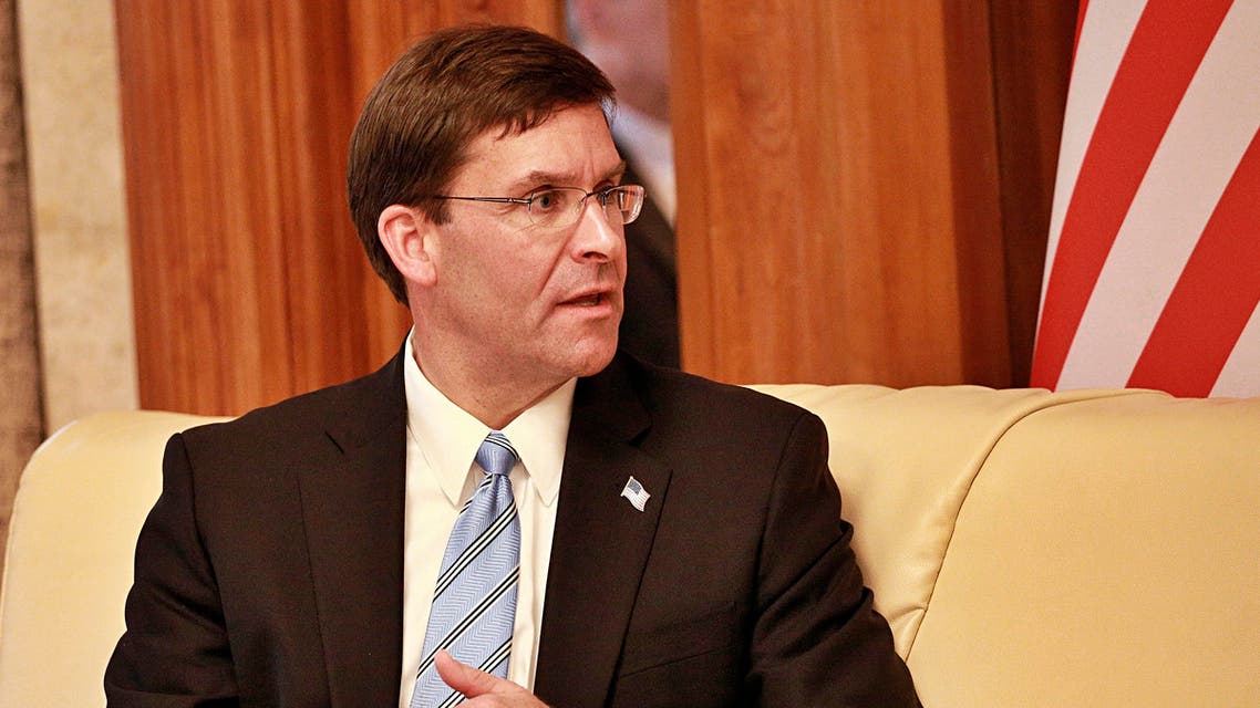U.S. Defense Secretary Mark Esper meets with his Iraqi counterpart at the Ministry of Defense, Baghdad, Iraq, Wednesday, Oct. 23, 2019. (AP)