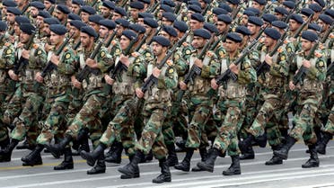 Iranian soldiers march during a military parade as they mark the country's annual army day in Tehran, on April 18, 2019. Iran's President Hassan Rouhani called on Middle East states on April 18 to drive back Zionism, in an Army Day tirade against the Islamic republic's archfoe Israel. Speaking flanked by top general as troops paraded in a show of might, Rouhani also sought to reassure the region that the weaponry on display was for defensive purposes and not a threat.