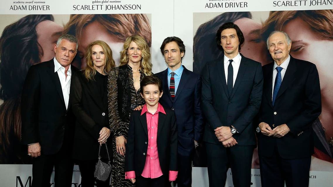 Ray Liotta, Julie Hagerty, Laura Dern, Azby Robertson, Noah Baumbach, Adam Driver and Alan Alda attend "Marriage Story" New York Premiere at Paris Theater on November 10, 2019. (AFP)