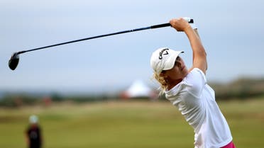 Sweden's Camilla Lennarth tees off on the 17th during the first round of the Women's British Open golf championship on the Old Course at St Andrews, Scotland, Thursday Aug. 1, 2013. (AP Photo/Scott Heppell)