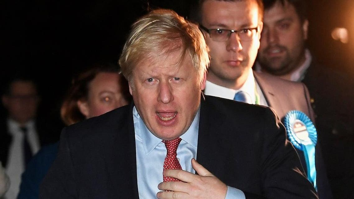 British Prime Minister Boris Johnson arrives at the counting center in Britain's general election in Uxbridge, Britain, December 13, 2019.