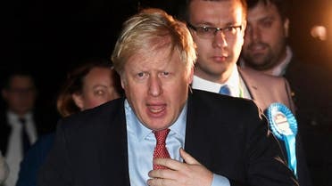 British Prime Minister Boris Johnson arrives at the counting center in Britain's general election in Uxbridge, Britain, December 13, 2019. 