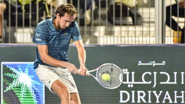 Daniil Medvedev of Russia returns a ball during a match at the Diriyah Tennis cup in Riyadh. (AFP)