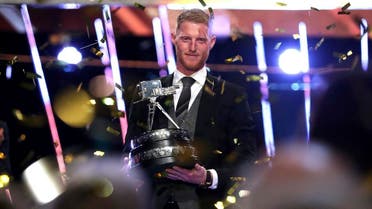 Cricketer Ben Stokes poses with the trophy after receiving The BBC Sports Personality of the Year Award during a ceremony in Aberdeen, Scotland, on December 15, 2019. (AP)