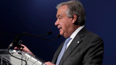 Antonio Guterres, Secretary-General of the United Nations, delivers a speech at the COP25 climate talks summit in Madrid, Spain, on December 12, 2019. (AP)