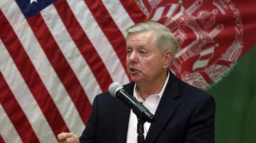 U.S. Senator Lindsey Graham, speaks during a press conference at the Resolute Support headquarters in Kabul, Afghanistan, Monday, Dec. 16, 2019. (AP)