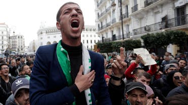Algerian people take to the streets in the capital Algiers to reject the presidential elections and protest against the government, in Algiers, Algeria, Tuesday, Dec. 17, 2019. (AP)