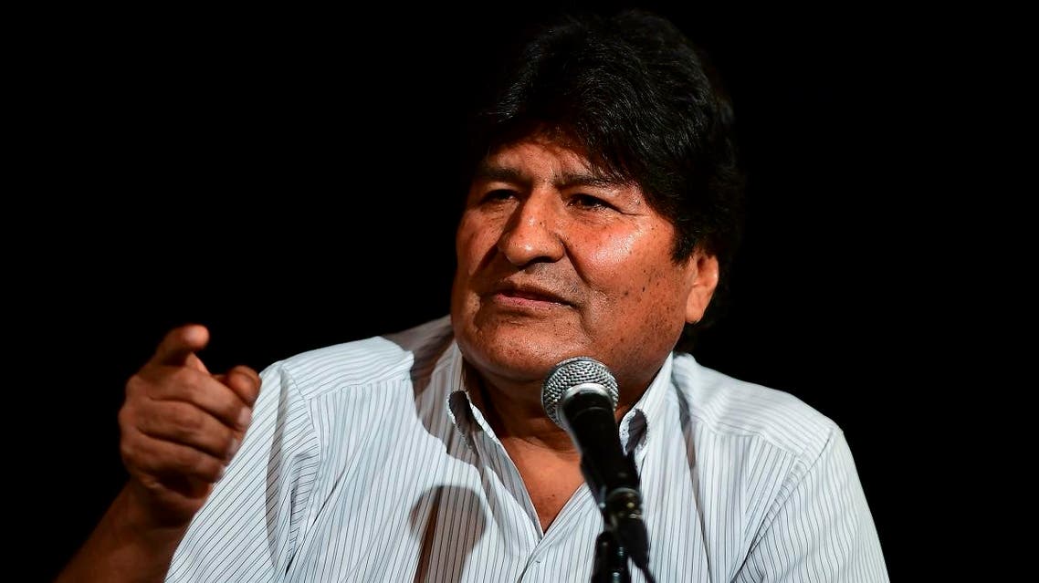 Bolivia’s ex-President Evo Morales gestures during a press conference in Buenos Aires, on December 17, 2019. (AFP)