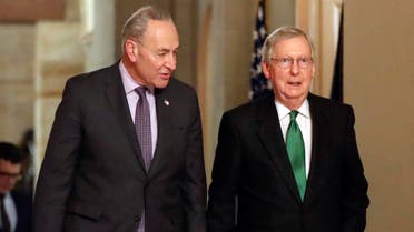Feb. 7, 2018, file photo, Senate Majority Leader Mitch McConnell, R-Ky., and Senate Minority Leader Chuck Schumer, D-N.Y., left, walk to the chamber the Capitol in Washington. (AP)
