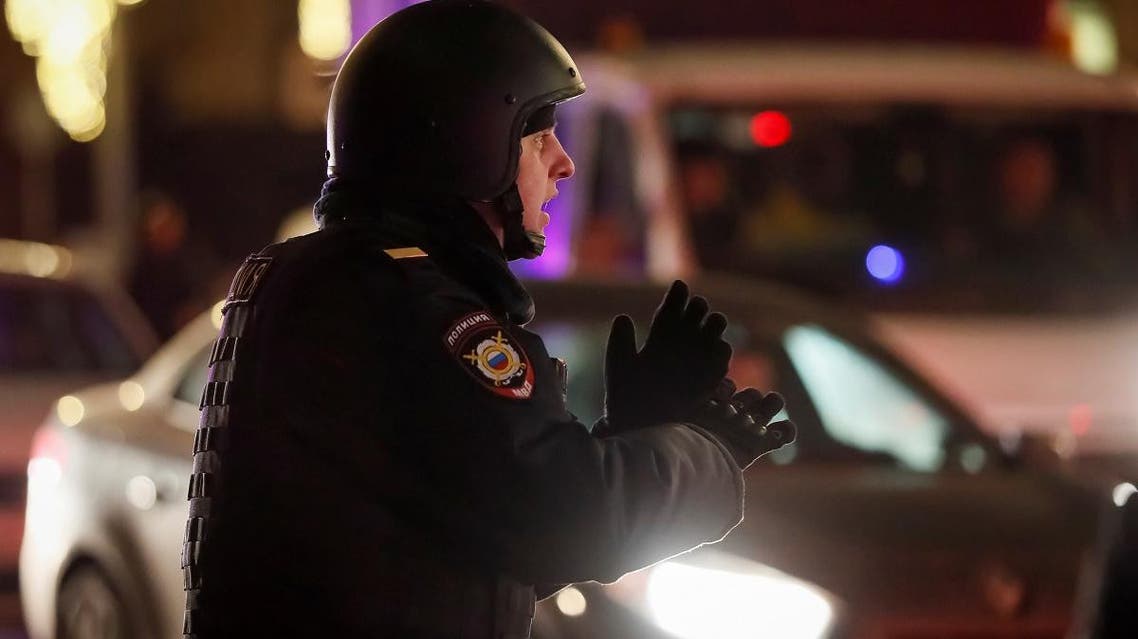 A security officer blocks a street near the Federal Security Service (FSB) building after a shooting incident, in Moscow, Russia, on December 19, 2019. (Reuters)