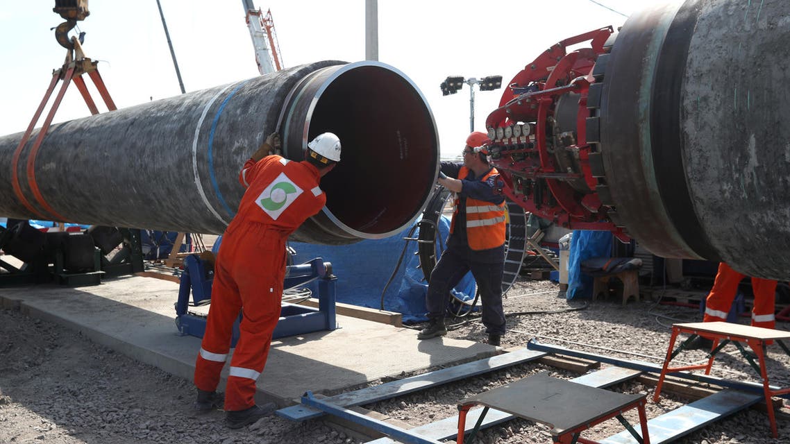 Workers are seen at the construction site of the Nord Stream 2 gas pipeline in Russia. (File photo: Reuters)