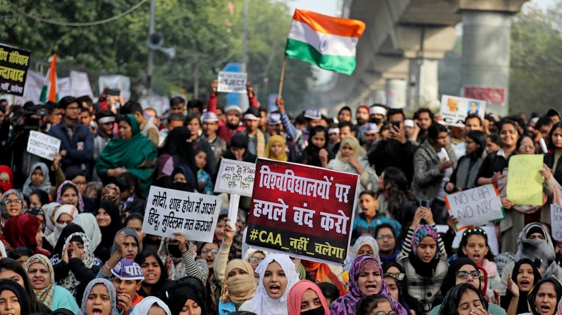 Indian students of the Jamia Millia Islamia University and locals participate in a protest demonstration against a new citizenship law in New Delhi, India. (Photo: AP)