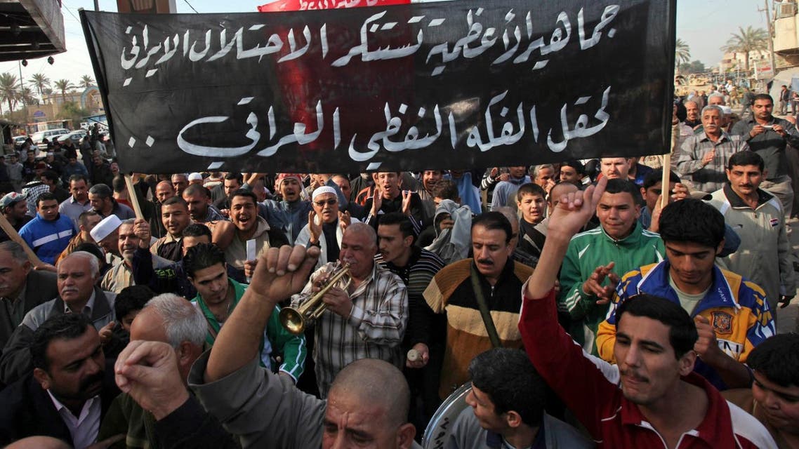 Iraqi demonstrators protesting Iran’s interference in the Iraqi politics as well as Qusay al-Suhail’s candidacy for prime minister took to the streets Sunday. (Photo: AP)