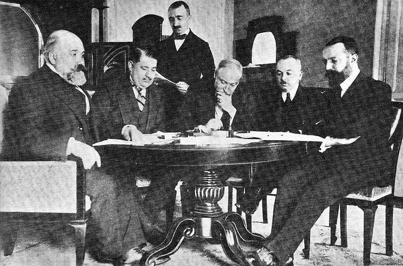 صورة للوفدين الإيطالي والتركي بلوزان سنة1912