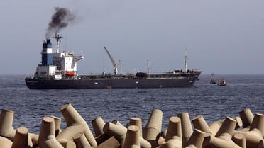 A general view taken on April 4, 2014 shows oil tanker Morning Glory, during the unloading of oil in the Libyan sea port of Zawiya. (AFP)
