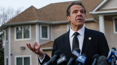 New York Governor Andrew Cuomo speaks to the media outside the home of rabbi Chaim Rottenbergin Monsey, in New York on December 29, 2019 after a machete attack that took place earlier outside the rabbi’s 