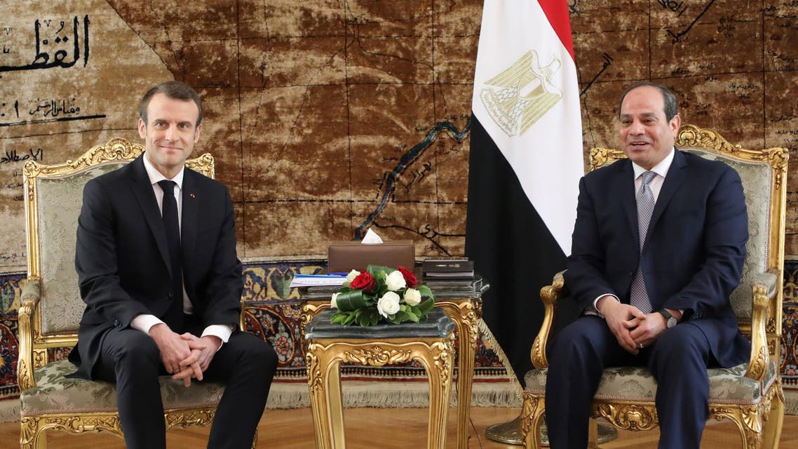 French President Macron and Egyptian President Sisi. (File photo: AFP)