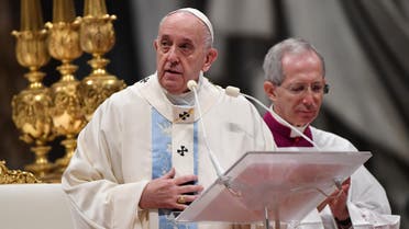 Pope Francis celebrates the New Year's day mass on January 1, 2020 in St. Peter's Basilica at the Vatican. (AFP)