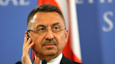 Turkish Vice President Fuat Oktay attends a press conference in Romania on March 29, 2019. (File photo: AP)
