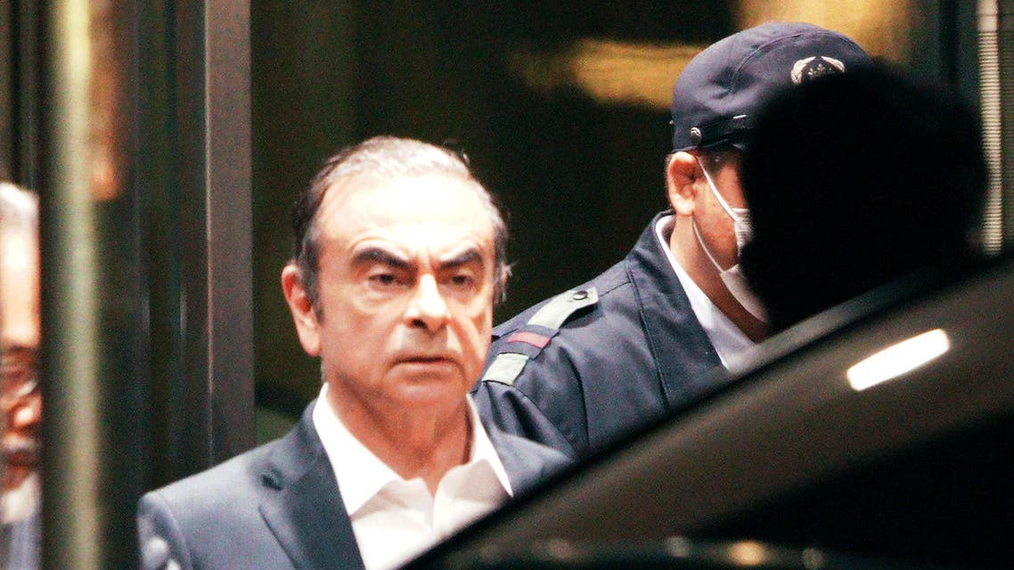 In this April 25, 2019, file photo, former Nissan Chairman Carlos Ghosn leaves the Tokyo Detention Center, in Tokyo. (AP)