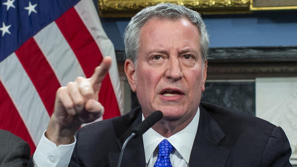 New York Mayor Bill de Blasio speaks to the media during a press conference at City Hall on January 3, 2020 in New York City. (AFP)