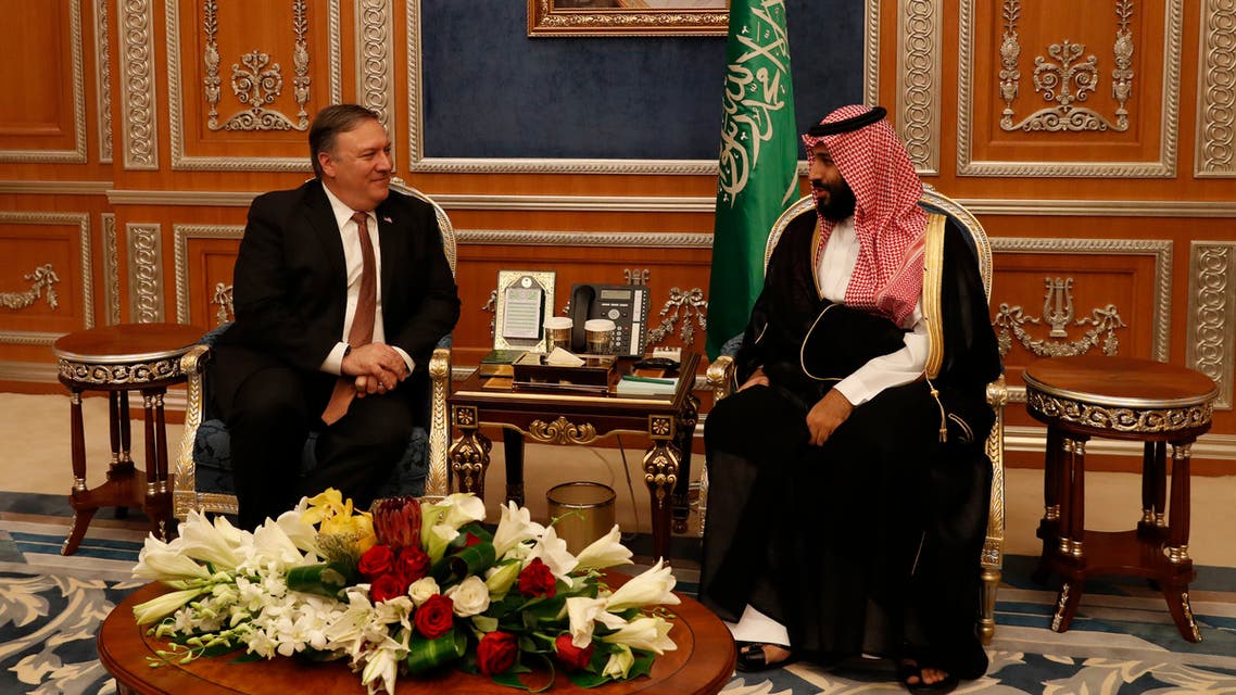 US Secretary of State Mike Pompeo (L) meets with Saudi Crown Prince Mohammed bin Salman at the Royal Court in Riyadh on January 14, 2019.