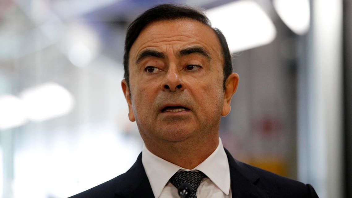 Renault CEO Carlos Ghosn speaks during a visit of French President Emmanuel Macron inside the French carmaker Renault factory of Maubeuge, northern France, Thursday, Nov.8, 2018. (AP)