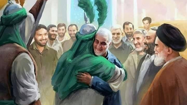 Khamenei website posts illustration of Soleimani, al-Mohandes ‘in heaven’