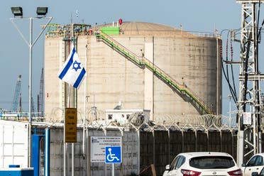 A picture taken on February 23, 2017 shows an ammonia container in the northern Israeli port city of Haifa. (AFP)