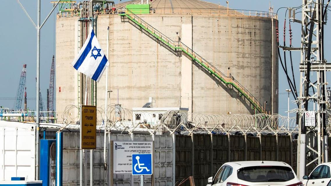 A picture taken on February 23, 2017 shows an ammonia container in the northern Israeli port city of Haifa. (AFP)
