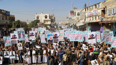 Supporters of the Houthis rally to denounce the U.S. killing of Iranian Major-General Qassem Soleimani, head of the elite Quds Force, and Iraqi militia commander Abu Mahdi al-Muhandis, in Saada, Yemen January 6, 2020. The placards read: "God is the Greatest, Death to America, Death to Israel, Curse on the Jews, Victory to Islam." REUTERS/Naif Rahma