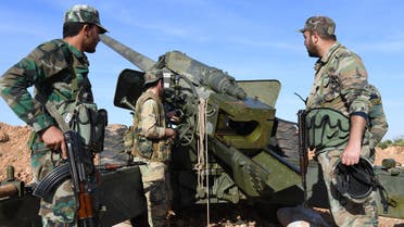 Syrian army units deploy with their heavy weapons in the countryside of the city of al-Bab in the Aleppo governorate on November 3, 2019.