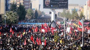 Iranian people attend a funeral procession and burial for Iranian Major-General Qassem Soleimani, head of the elite Quds Force, who was killed in an air strike at Baghdad airport, at his hometown in Kerman, Iran January 7, 2020. Mehdi Bolourian/Fars News Agency/WANA (West Asia News Agency) via REUTERS ATTENTION EDITORS - THIS IMAGE HAS BEEN SUPPLIED BY A THIRD PARTY