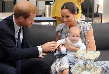 Britain’s Duke and Duchess of Sussex, Prince Harry and his wife Meghan with their baby son Archie. (File photo: AFP)