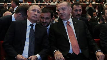 Russian President Vladimir Putin (L) and his Turkish counterpart Tayyip Erdogan attend a ceremony to mark the completion of the sea part of the TurkStream gas pipeline, in Istanbul, Turkey November 19, 2018. Sputnik/Mikhail Klimentyev/Kremlin via REUTERS ATTENTION EDITORS - THIS IMAGE WAS PROVIDED BY A THIRD PARTY.