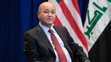 Barham Saleh, President of Iraq, holds a meeting with US President Donald Trump (not pictured) in New York, September 24, 2019, on the sidelines of the United Nations General Assembly.