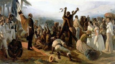 لوحة تجسد اجهاض العبودية بفرنسا سنة 1848
