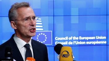 NATO Secretary General Jens Stoltenberg holds a news conference at a European Union foreign ministers emergency meeting. (Reuters)